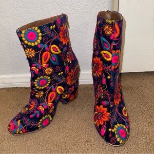 SOLD Colorful Floral Ankle Boots